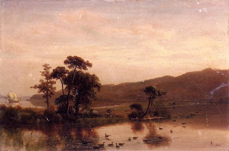 Albert Bierstadt Oil Painting Study for Gosnold at Cuttyhunk - Click Image to Close